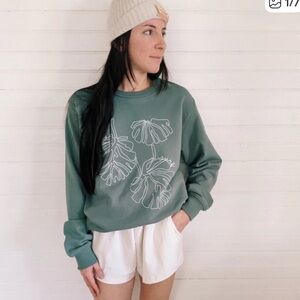 Post Surf Collective Monstera Leaf Crewneck Pullover Sweatshirt Sz small